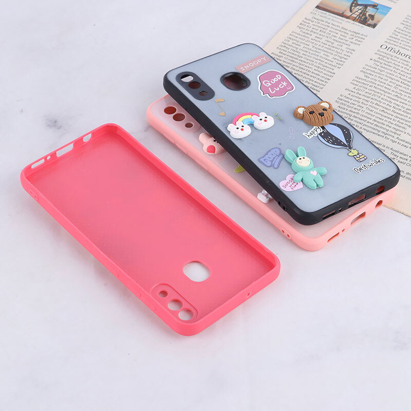 قاب شاینی سامسونگ Galaxy A20 / A30 عروسک برجسته محافظ لنزدار