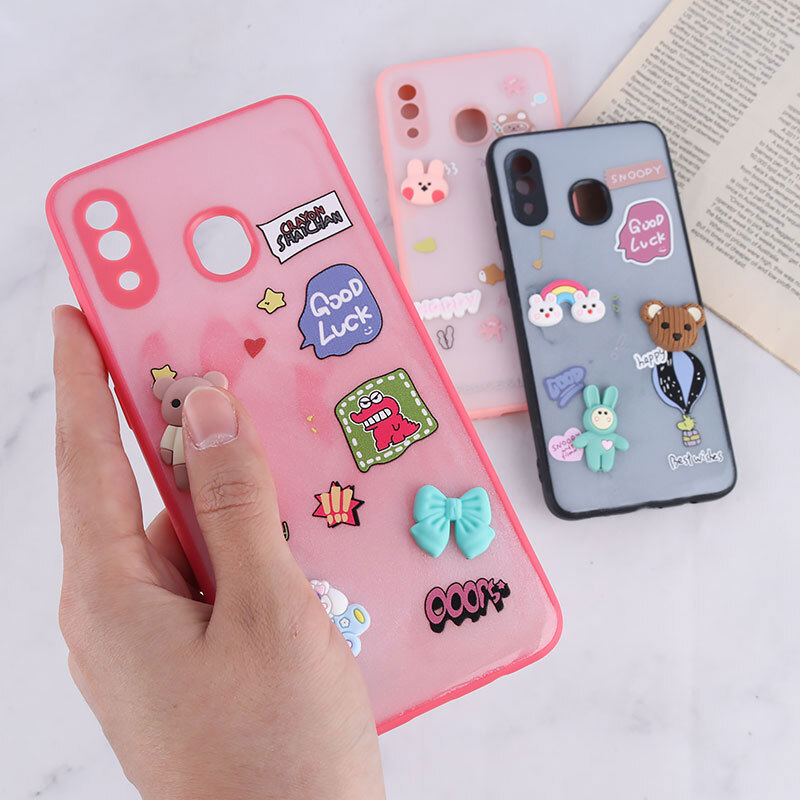 قاب شاینی سامسونگ Galaxy A20 / A30 عروسک برجسته محافظ لنزدار