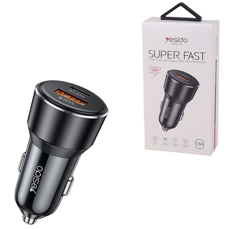 شارژر فندکی فست شارژ Yesido Y64 3A QC PD 30W