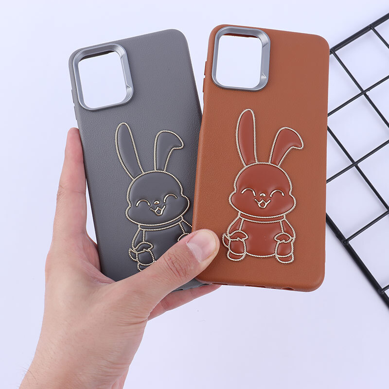قاب چرمی ژله ای Leather سامسونگ Galaxy A12 / M12 طرح خرگوش