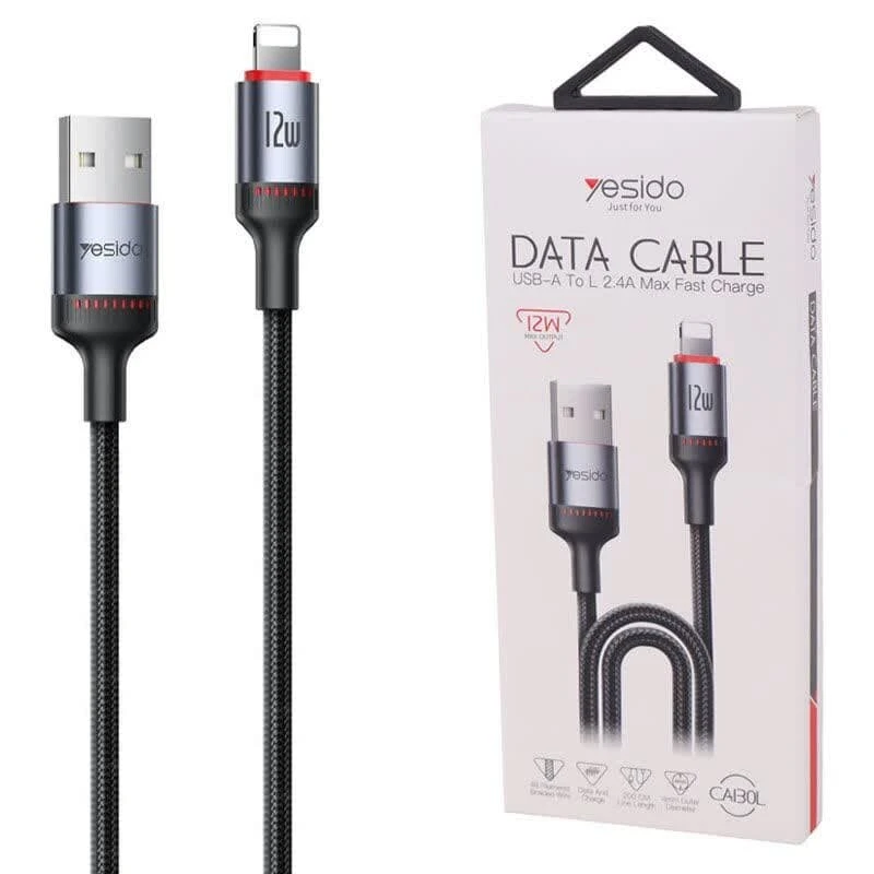 کابل آیفونی فست شارژ Yesido CA130L 2.4A 12W 2m