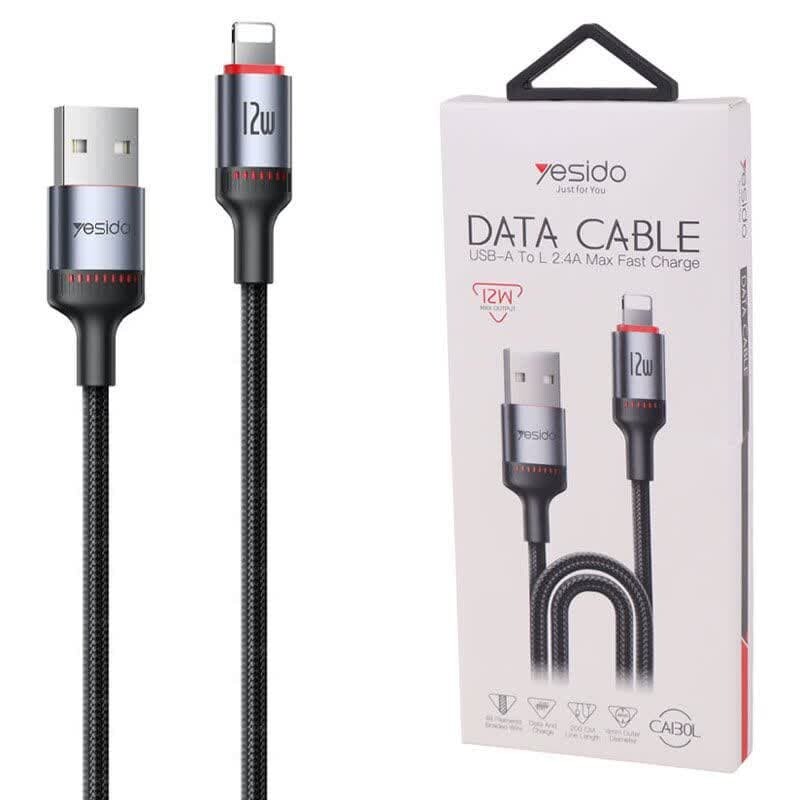 کابل آیفونی فست شارژ Yesido CA130L 2.4A 12W 2m