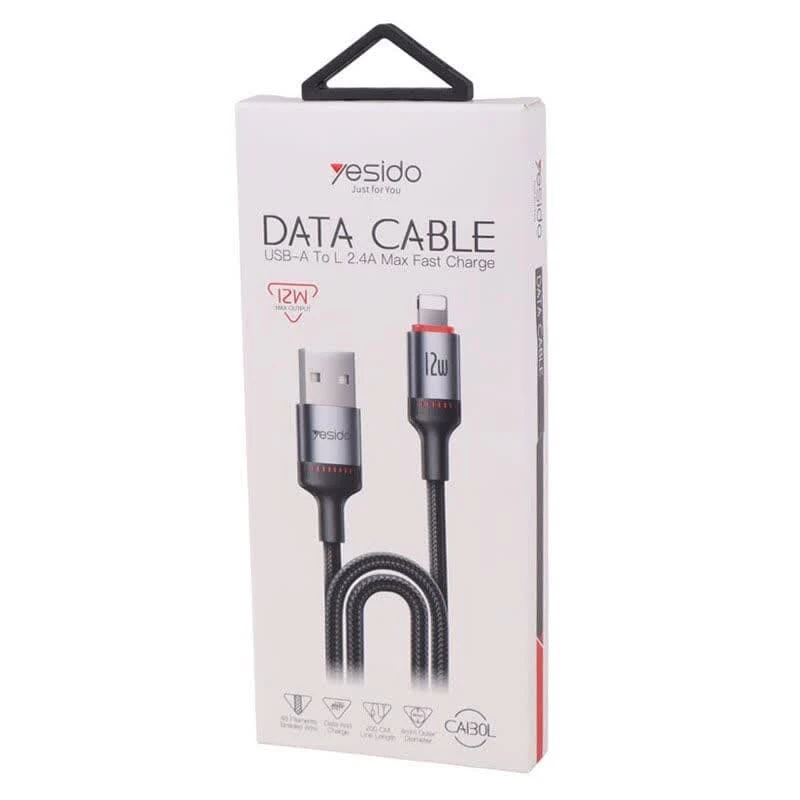 کابل آیفونی فست شارژ Yesido CA130L 2.4A 12W 2m