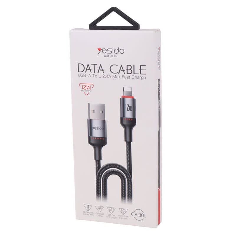 کابل آیفونی فست شارژ Yesido CA130L 2.4A 12W 2m