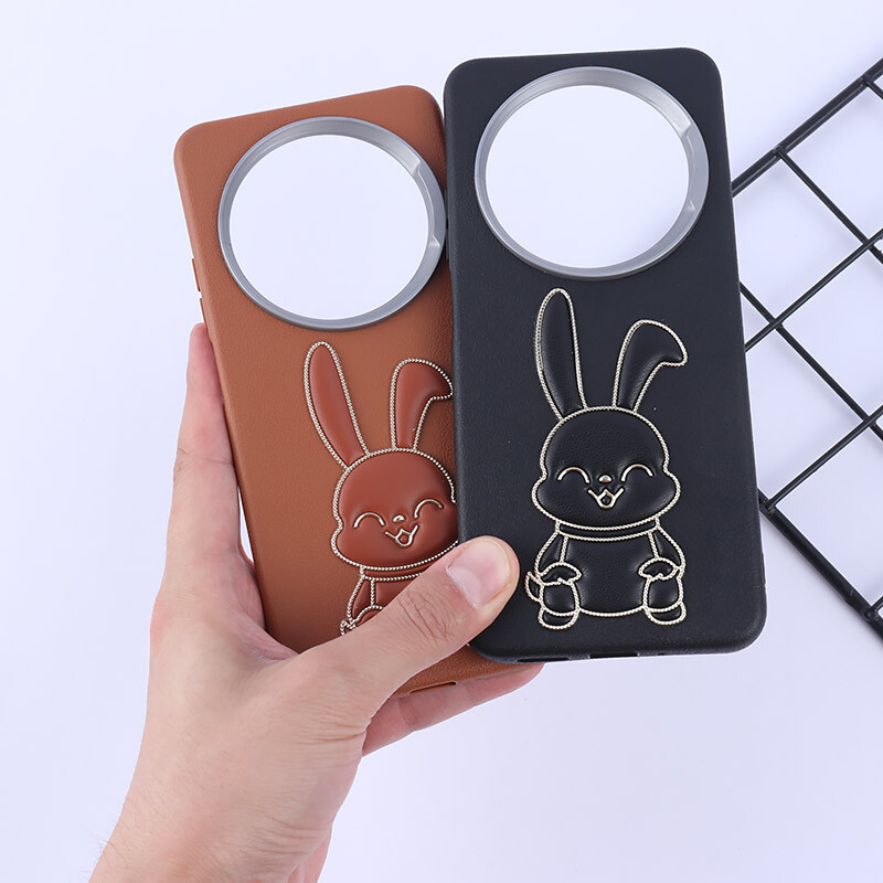 قاب چرمی ژله ای Leather شیائومی Redmi 14C / Poco C75 طرح خرگوش