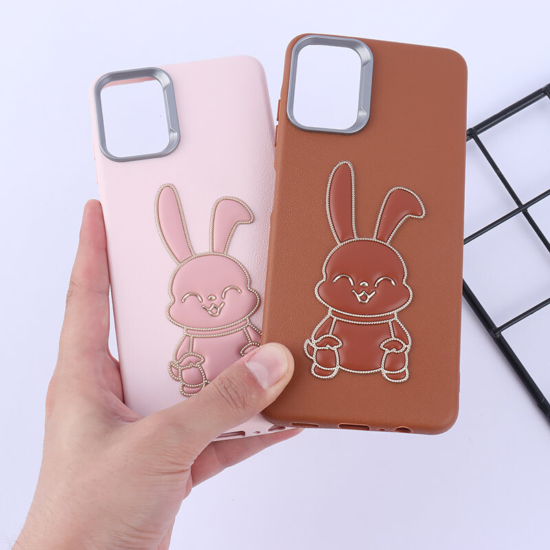 قاب چرمی ژله ای Leather سامسونگ Galaxy A06 طرح خرگوش