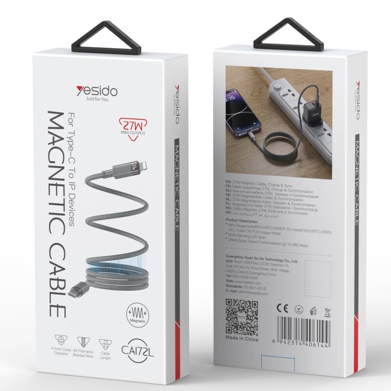 کابل تبدیل فست شارژ Yesido CA172L Type-C To Lightning 27W 1m