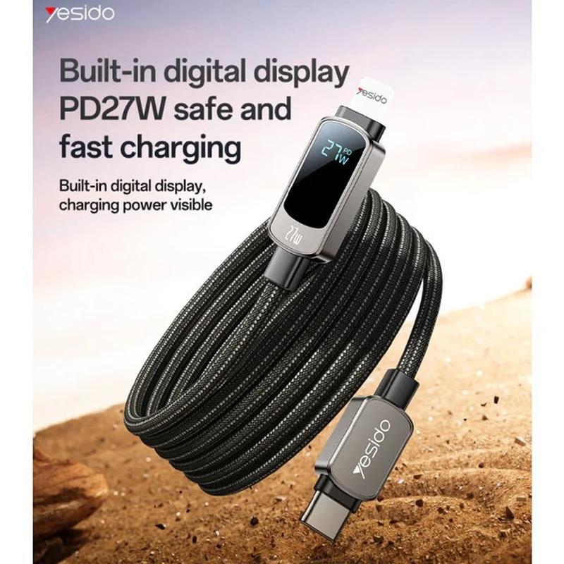 کابل تبدیل فست شارژ Yesido CA180 Type-C To Lightning PD 27W 1.2m