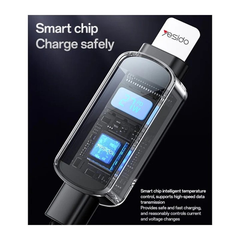 کابل تبدیل فست شارژ Yesido CA180 Type-C To Lightning PD 27W 1.2m