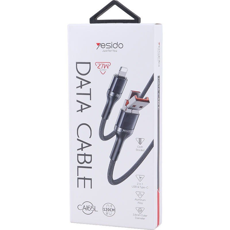 کابل تبدیل فست شارژ Yesido CA165L 27W 1.2m