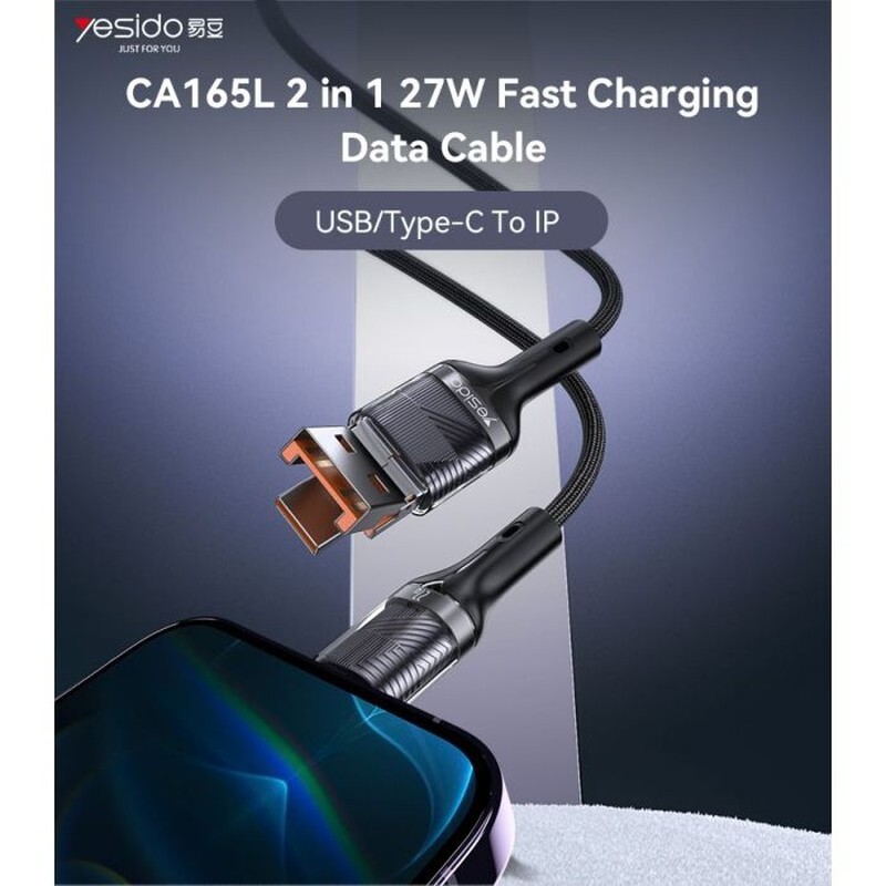 کابل تبدیل فست شارژ Yesido CA165L 27W 1.2m