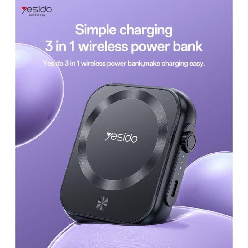 پاور بانک بی سیم فست شارژ یسیدو YP59 PD 20W ظرفیت 5000 میلی آمپر ساعت