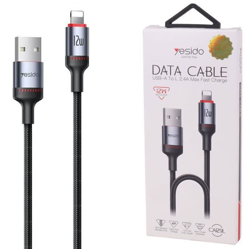 کابل آیفونی فست شارژ Yesido CA129L 2.4A 12W 1.2m