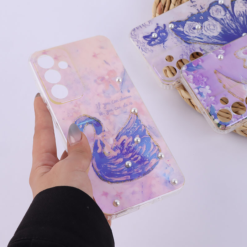 قاب هولوگرامی سامسونگ Galaxy A16 4G / A16 5G آبرنگی مرواریدی محافظ لنزدار