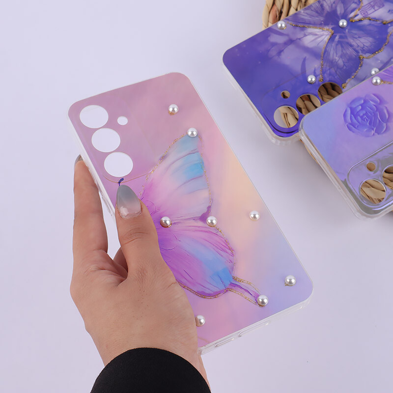 قاب هولوگرامی سامسونگ Galaxy S24 FE آبرنگی مرواریدی محافظ لنزدار