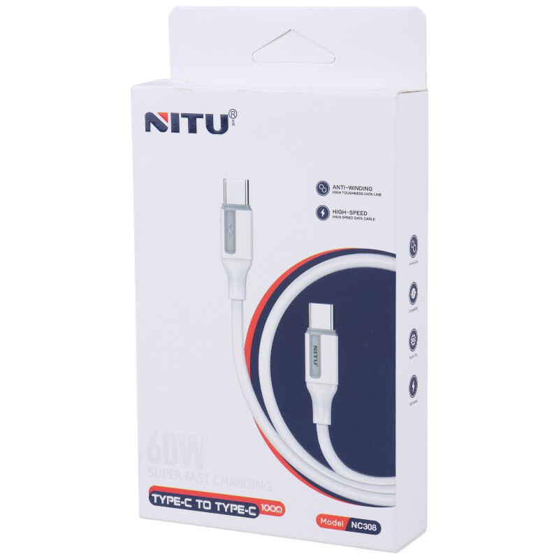 کابل تبدیل فست شارژ Nitu NC308 Type-C To Type-C 60W 1m