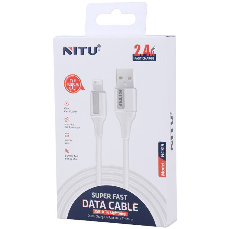 کابل آیفونی فست شارژ Nitu NC319 2.4A 1m