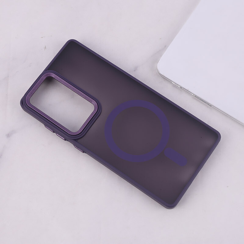 قاب PC مگ سیف سامسونگ Galaxy S25 Ultra پشت مات محافظ لنز متال
