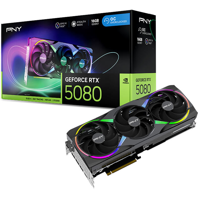 کارت گرافیک PNY GeForce RTX 5080 ARGB OC 16GB GDDR7 256Bit