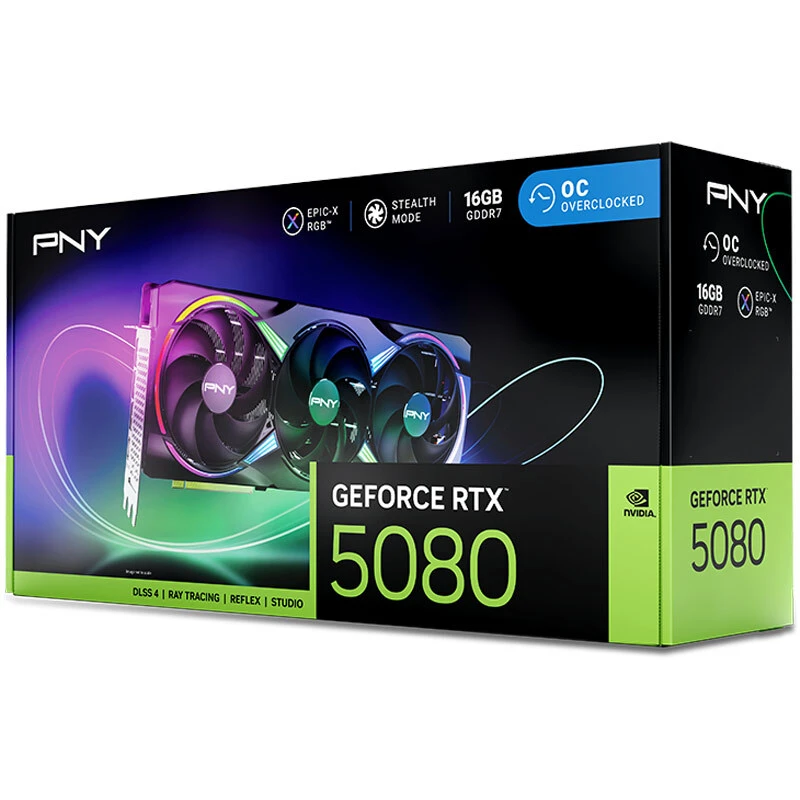 کارت گرافیک PNY GeForce RTX 5080 ARGB OC 16GB GDDR7 256Bit