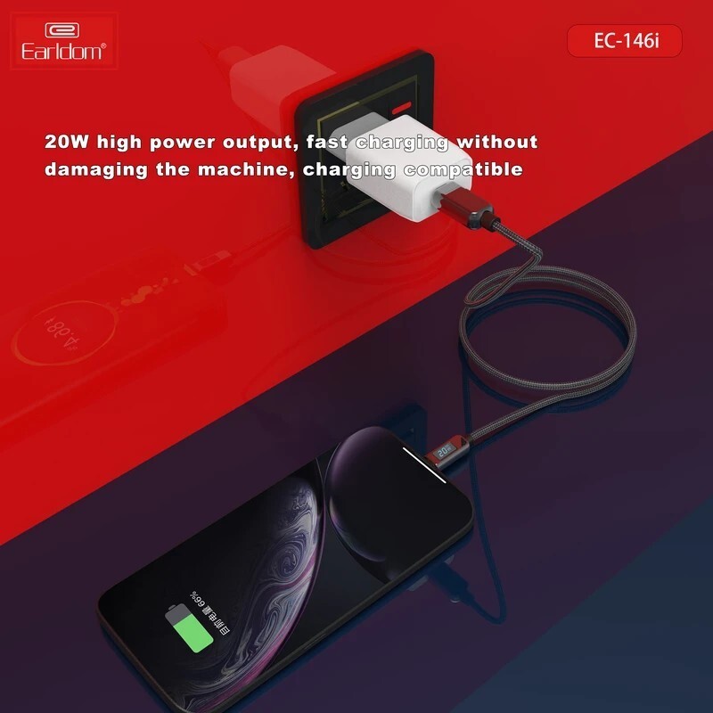 کابل تبدیل فست شارژ Earldom EC-146i Type-C To Lightning PD 20W 1m