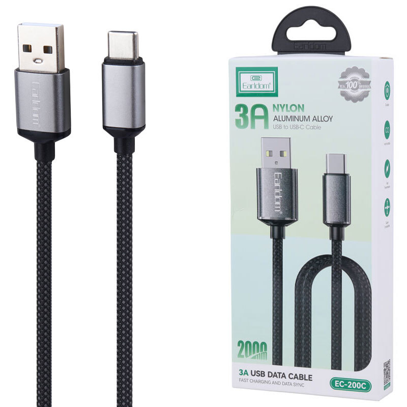 کابل تایپ سی فست شارژ Earldom EC-200C 3A 2m