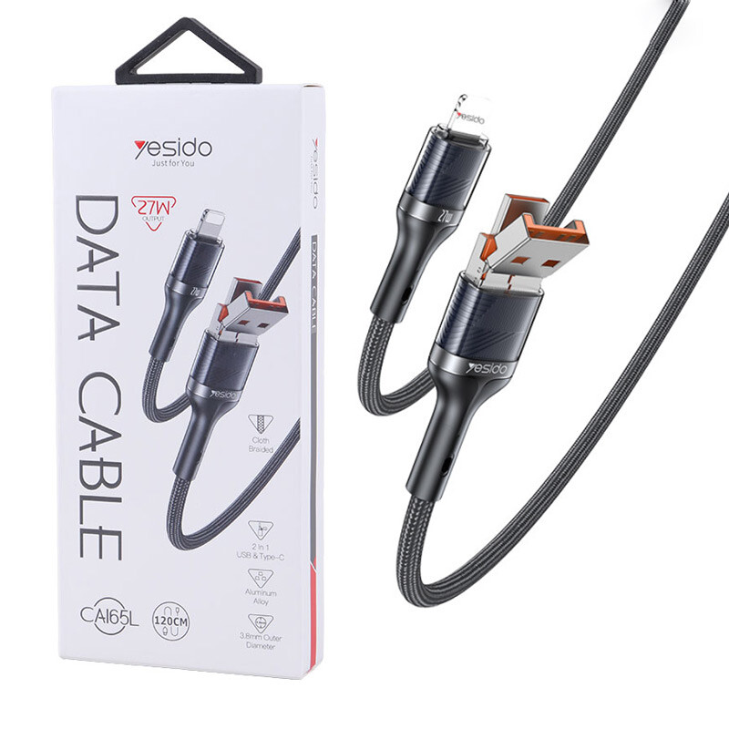 کابل تبدیل فست شارژ Yesido CA165L 27W 1.2m