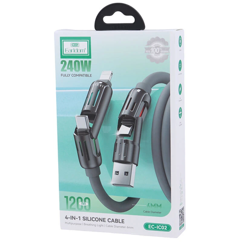 کابل شارژ چندکاره فست شارژ 240 وات ارلدام EC-IC02 طول 1.2 متر