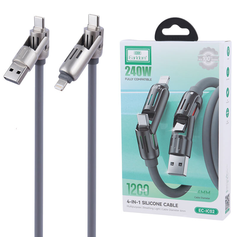 کابل تبدیل فست شارژ Earldom EC-IC02 PD 3A 240W 1.2m