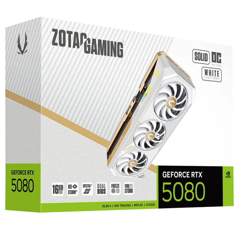 کارت گرافیک Zotac Gaming GeForce RTX 5080 SOLID OC White Edition 16GB GDDR7 256Bit