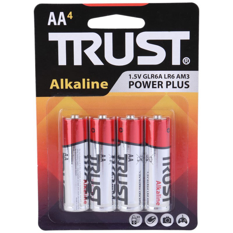 باتری چهارتایی قلمی Trust Alkaline Power Plus LR6 1.5V AA