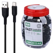 کابل تایپ سی فست شارژ 2.4 آمپر ارلدام EC-171C طول 1 متر بسته 50 عددی