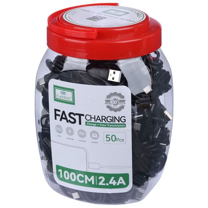 کابل تایپ سی فست شارژ Earldom EC-171C 2.4A 1m بسته 50 عددی