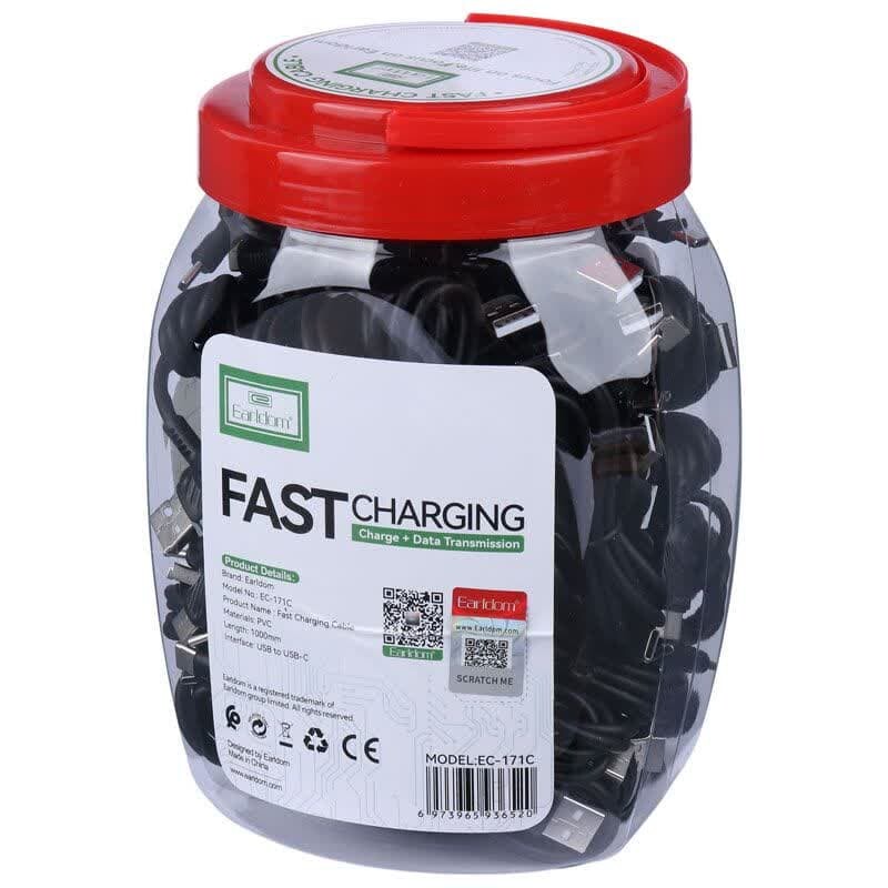 کابل تایپ سی فست شارژ Earldom EC-171C 2.4A 1m بسته 50 عددی