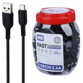کابل میکرو یو اس بی فست شارژ 2.4 آمپر ارلدام EC-171M طول 1 متر بسته 50 عددی