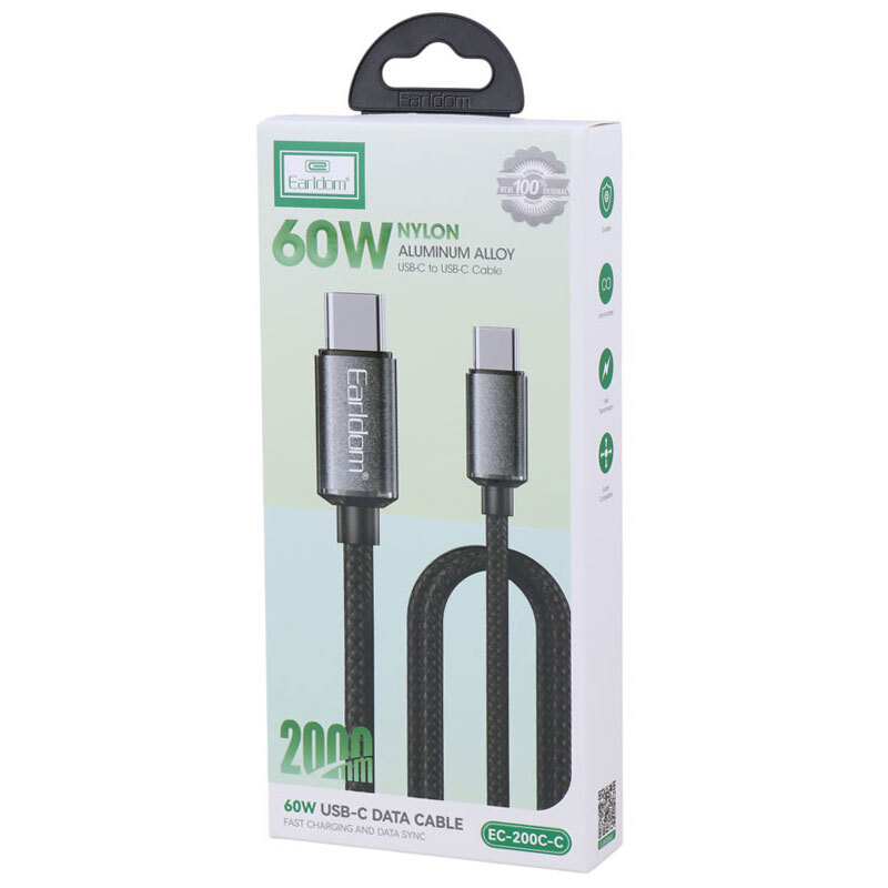 کابل تبدیل فست شارژ Earldom EC-200C-C Type-C To Type-C QC 60W 2m
