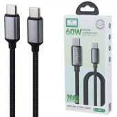 کابل دو سر تایپ سی فست شارژ 60 وات ارلدام EC-200C-C طول 2 متر
