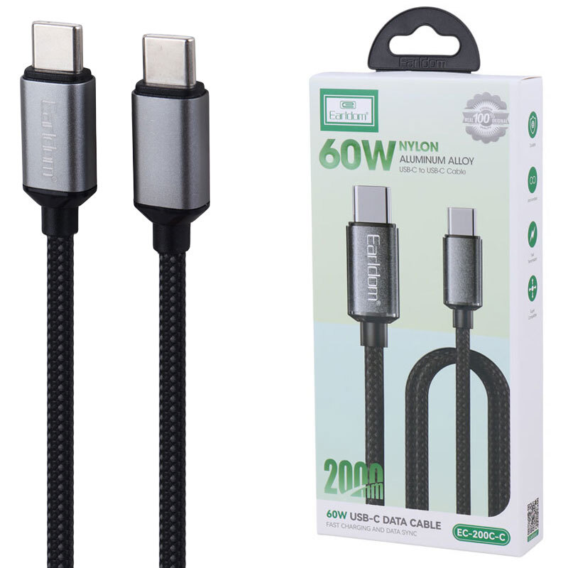 کابل تبدیل فست شارژ Earldom EC-200C-C Type-C To Type-C QC 60W 2m