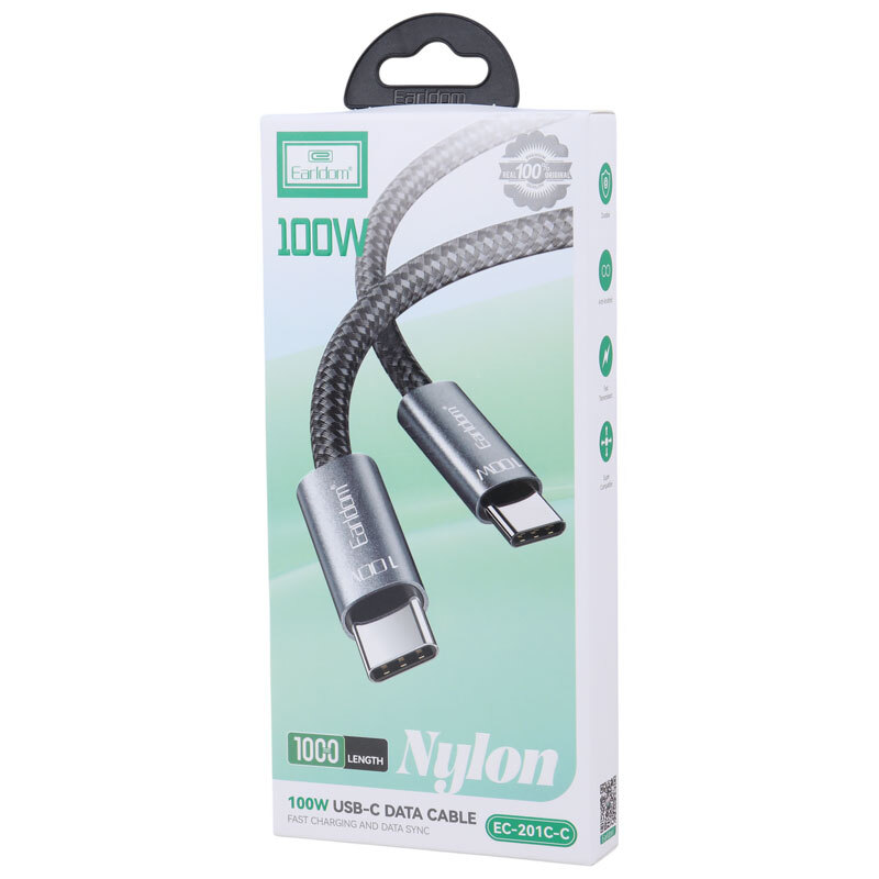 کابل تبدیل فست شارژ Earldom EC-201C-C Type-C To Type-C 100W 1M