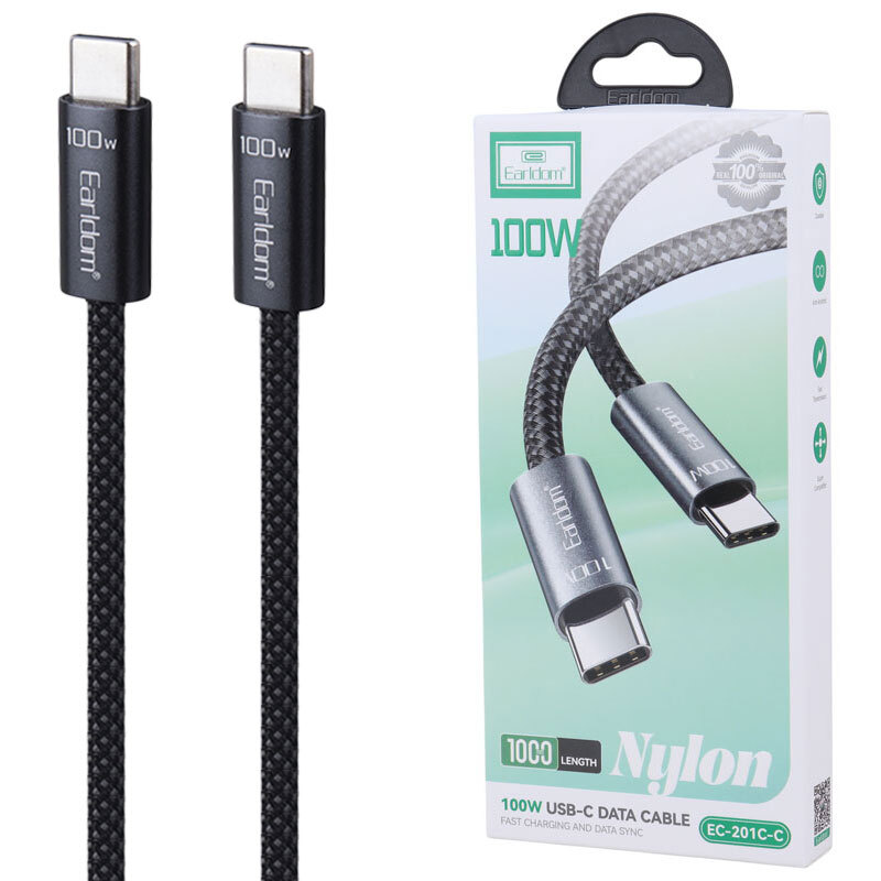 کابل تبدیل فست شارژ Earldom EC-201C-C Type-C To Type-C 100W 1M