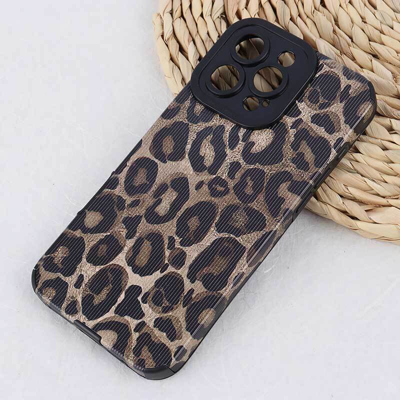 قاب کبریتی آیفون iPhone 16 Pro Max طرح پلنگی محافظ لنزدار برجسته