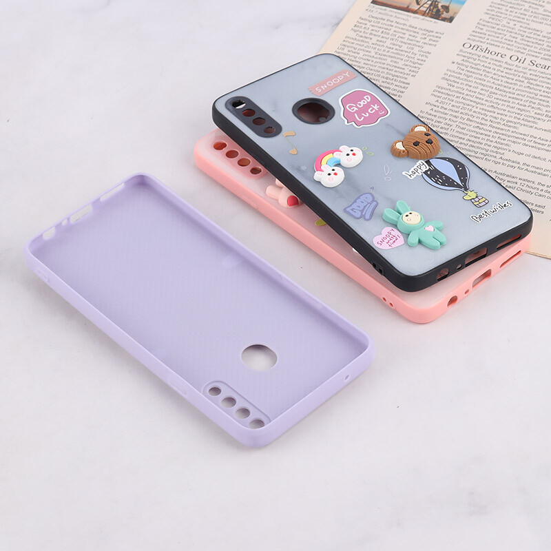 قاب شاینی سامسونگ Galaxy A20s عروسک برجسته محافظ لنزدار