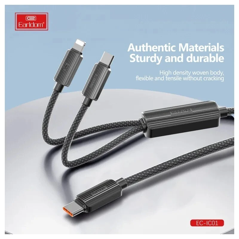 کابل دو سر فست شارژ 60 وات ارلدام EC-IC01 طول 1.2 متر