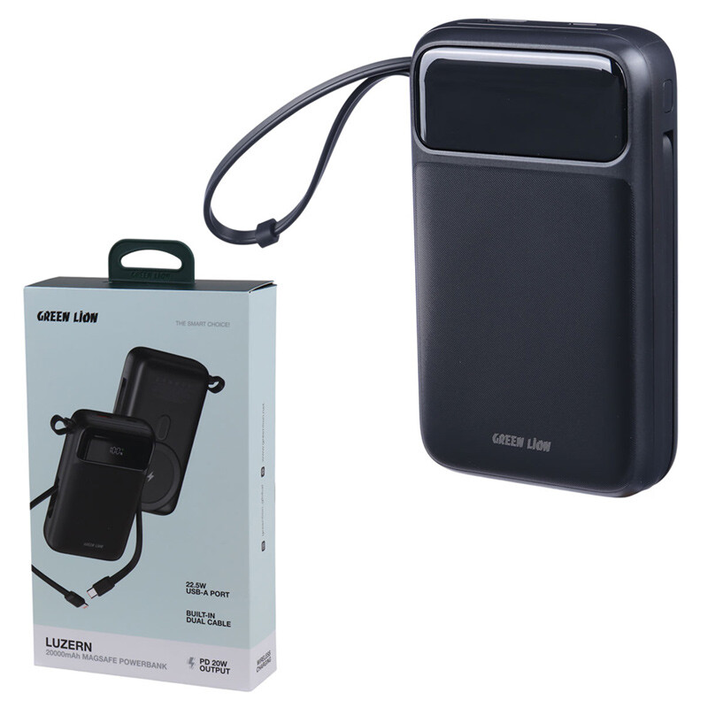 پاور بانک بی سیم فست شارژ گرین لاین Luzern GL-PB47 PD 22.5W ظرفیت 20000 میلی آمپر ساعت