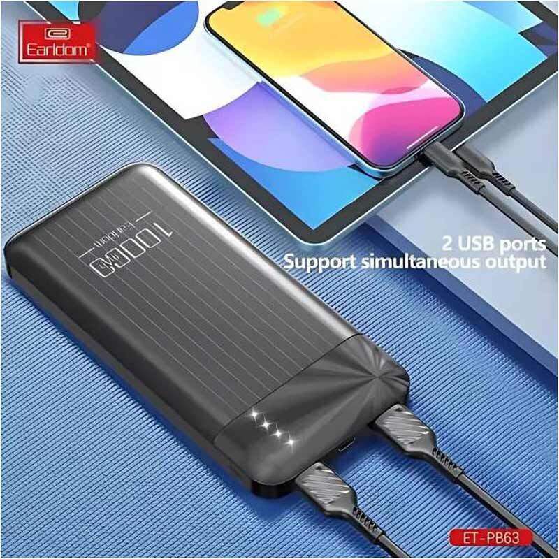 پاور بانک ارلدام ET-PB63 10.5W ظرفیت 10000 میلی آمپر ساعت