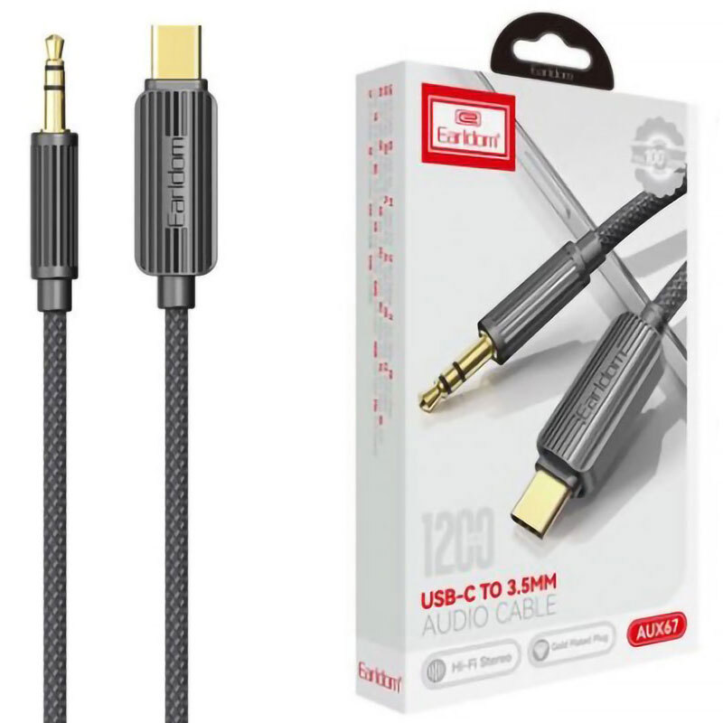 کابل تبدیل Type-C به AUX ارلدام ET-AUX67 طول 1.2 متر
