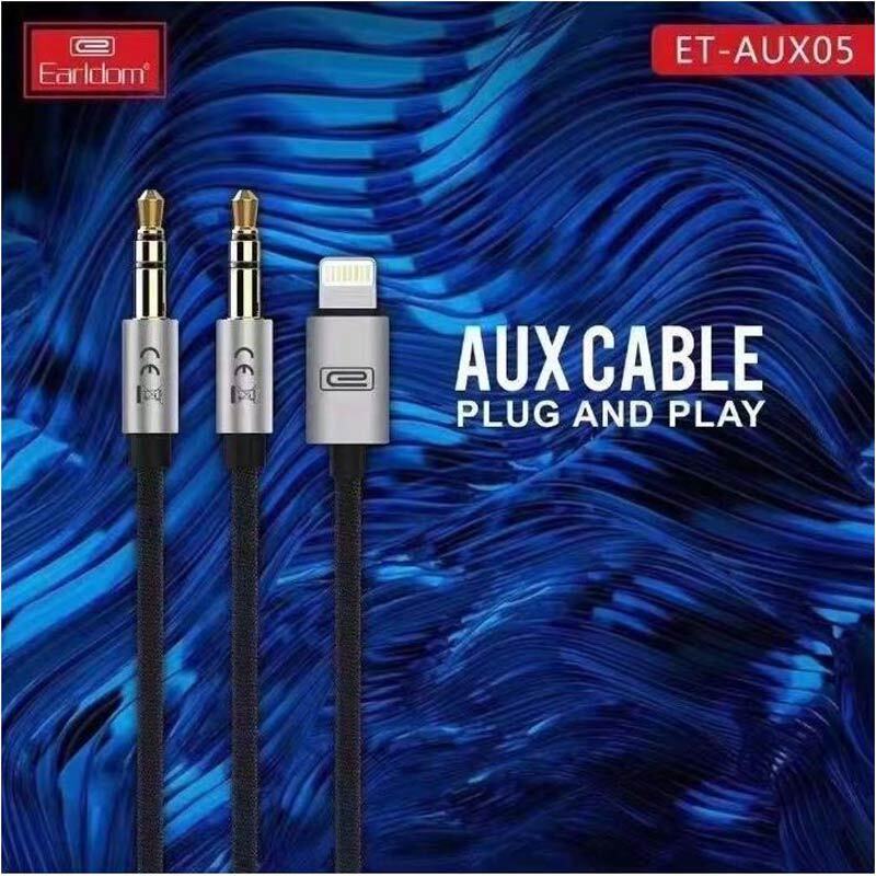 کابل تبدیل AUX به AUX / Lightning ارلدام ET-AUX05 طول 1.2 متر