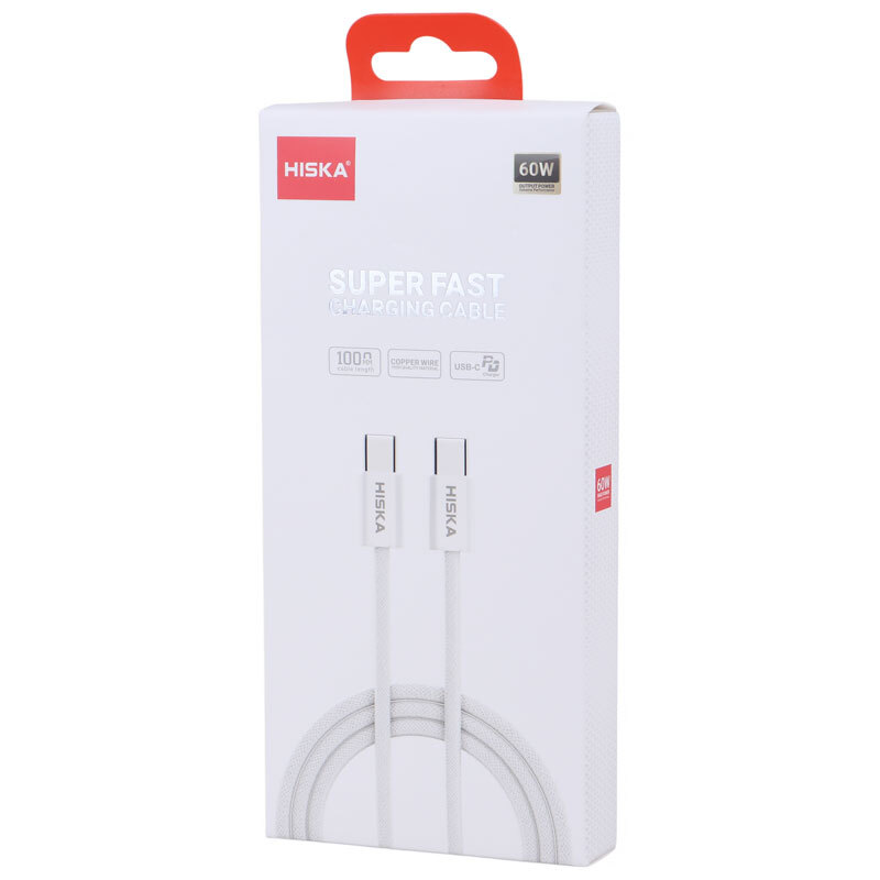کابل تبدیل فست شارژ Hiska LX811CC Type-C to Type-C 60W 1M