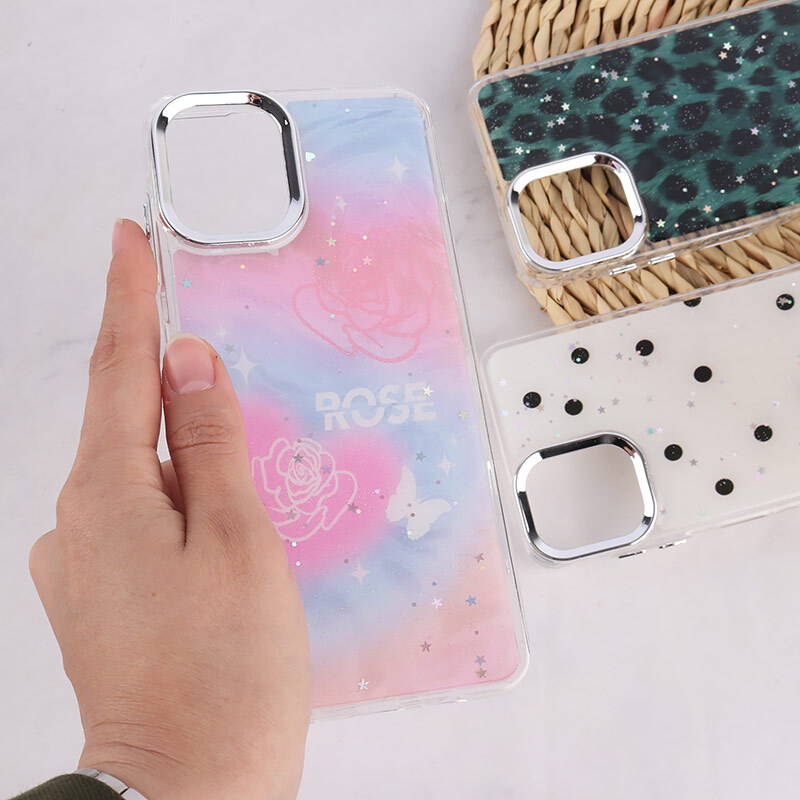 قاب رزینی سامسونگ Galaxy A06 طرح دار دور محافظ متال