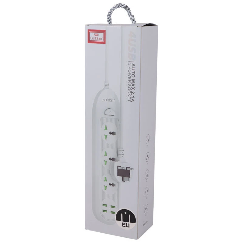 چند راهی 3 خانه ارلدام ES-SC03 با کابل 2 متری + شارژر USB
